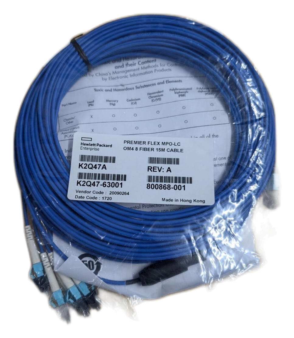 HPE K2Q47A Premier Flex MPO8 to 4 × LC OM4 Cable — 15m