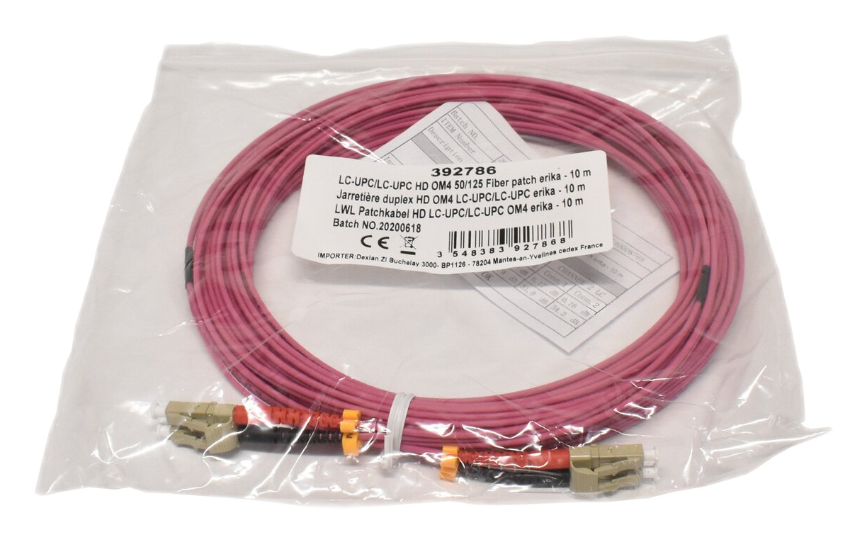 LC/UPC to LC/UPC Duplex OM4 Fibre Patch Cable — 10m